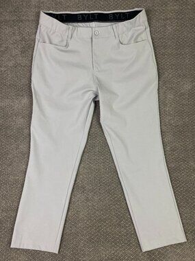 BYLT Pants Men's 38 x 28 Gray Performance Stretch Bamboo Golf Chino Fawn
